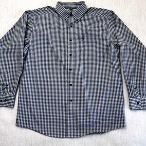 Ariat Pro Series Mens Large Blue Plaid Button Down Shirt 10017654 L/G